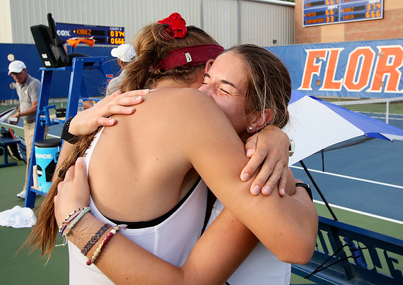 Andrea Garcia celebrates