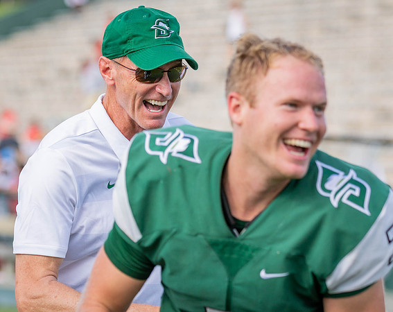 Coach Roger Hughes and quarterback Colin McGovern