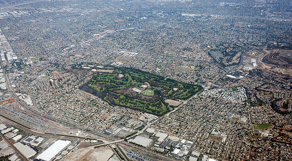 Green, surrounded by drought